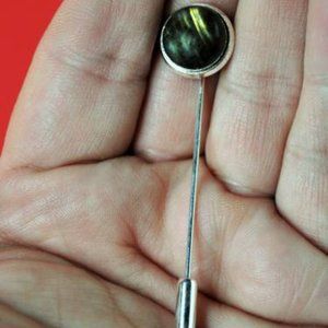 Sterling Silver & Labradorite Gem Scarf Pin